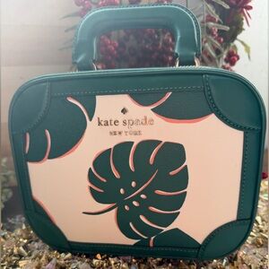 Kate Spade New York Traveler Trunk Crossbody Bag with Monstera Leaves Print